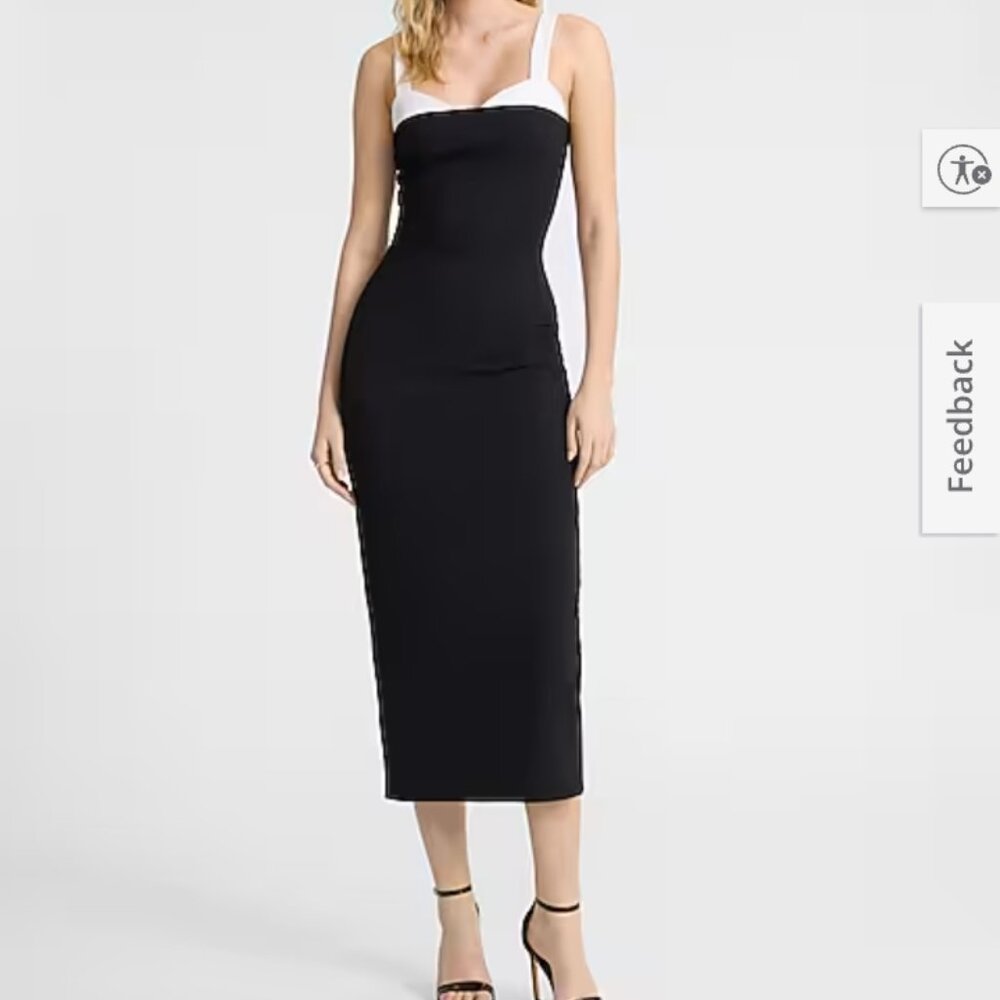 EXPRESS Two Tone Peekaboo Bra Sweetheart Midi Dress